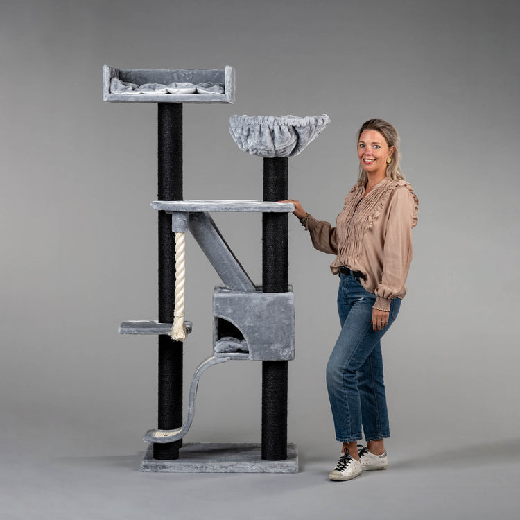 Cat Mansion Blackline Light Grey