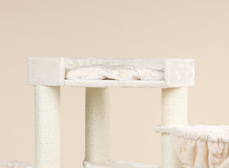 Trapezium top bed beige (Corner Cat XXL) without cushion